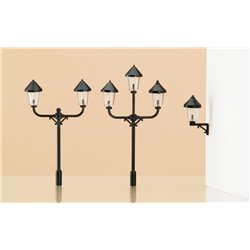 HO 4 Park & 2 wall lamp posts