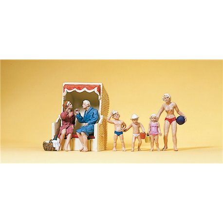 Couple in Beach Chair and Children (4) Exclusive Figure Set