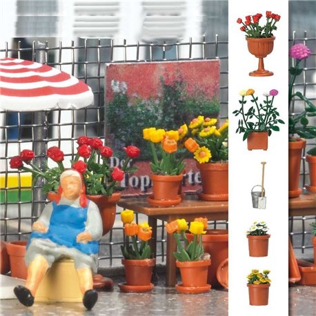 Planted Flowerpots Set (no assembly required) 